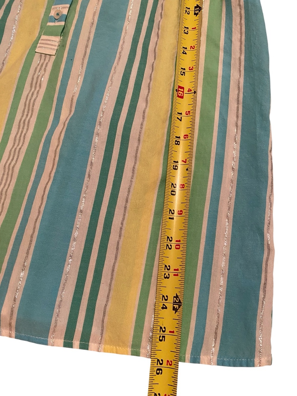 Talbots Striped Tunic in Aqua, Teal and Lime, Cotton and Metallic, Size M - Picture 9 of 9